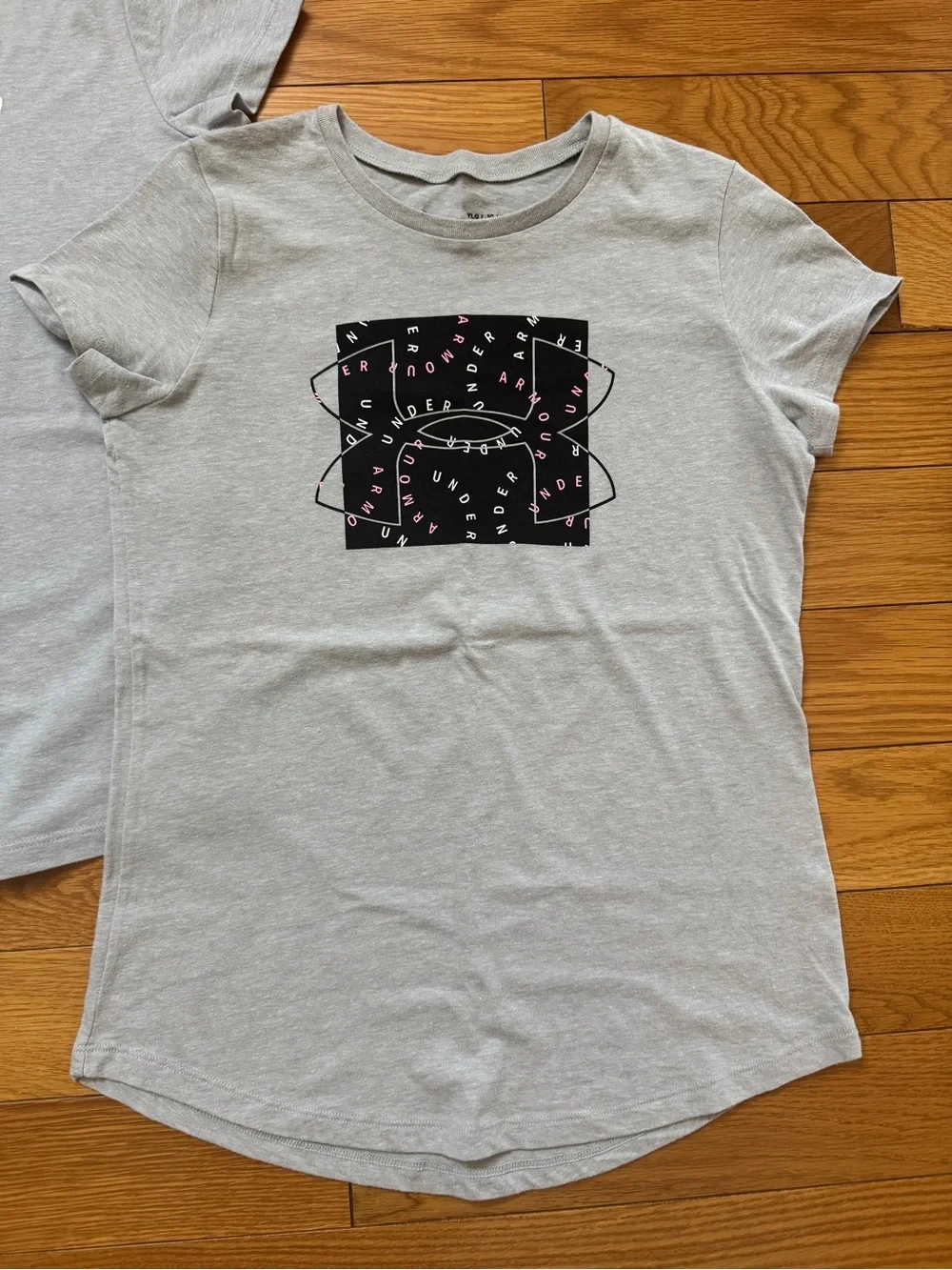 Under Armour Gray Short Sleeve Tee with Aqua Logo Accent